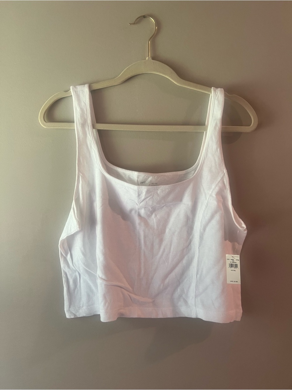 aerie White Scoop Neck Cropped Tank